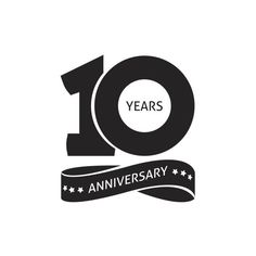 Black and white 10 year anniversary logo Black and white 10 year anniversary logo