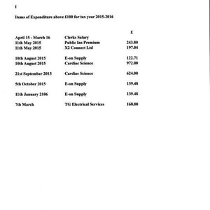 Stretton under Fosse Parish Council Accounts 2015-16
