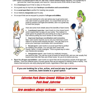 Calverton Park Bowls Club Is bowls for me / what are the benefits