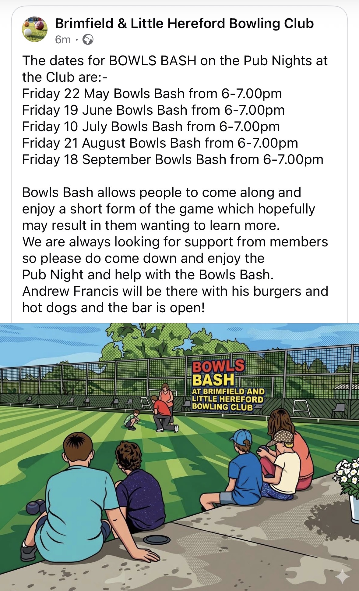 Brimfield and Little Hereford Bowling Club BLH Fixtures 2026