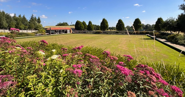 Our Bowling Green-looking pristine, ready for the bowls/croquet social next Saturday (Sept. 6th)