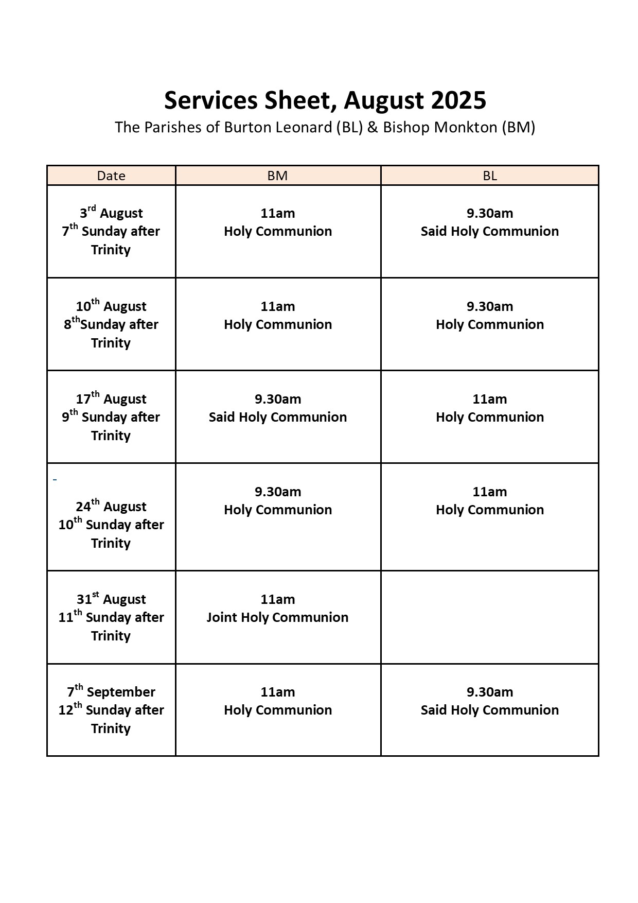BISHOP MONKTON TODAY Services/Events/Vicar's Monthly Letter