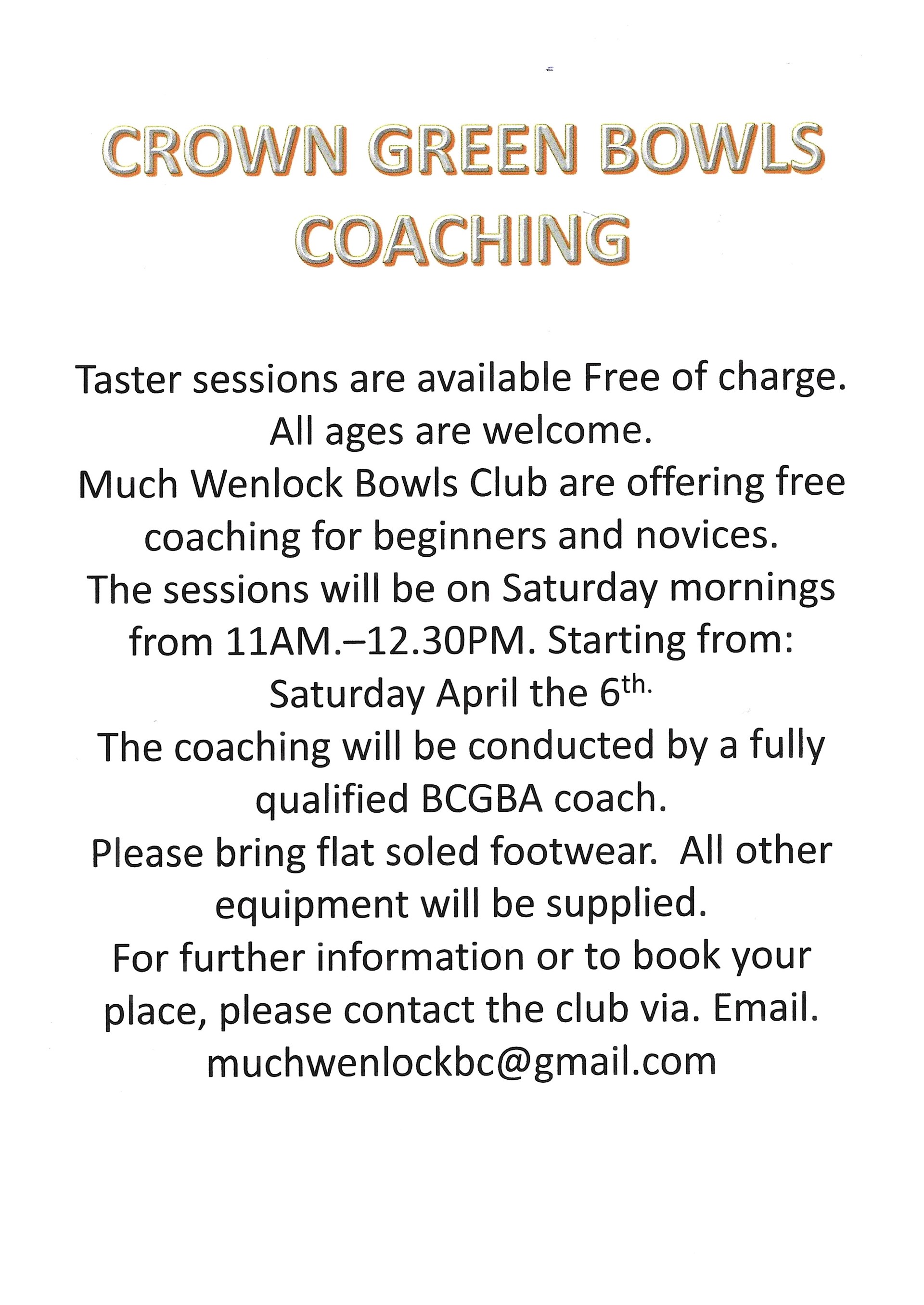 Much Wenlock Bowling Club Coaching