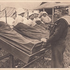 Dedication of the Naval Memorial Wards at Lord Mayor Treloar Cripples' Hospital and College, Alton, Hants. 31st May 1917 - 'A Good Joke'