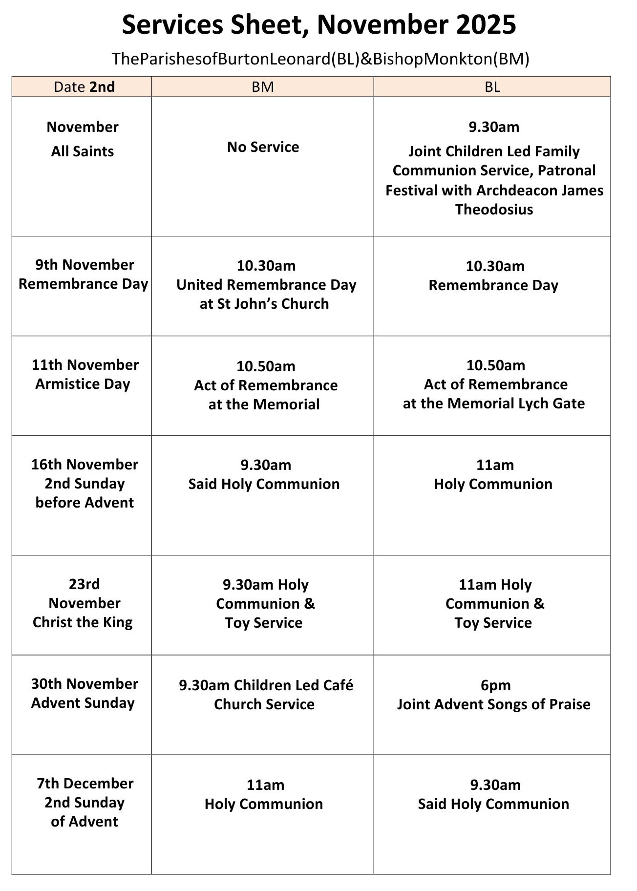 BISHOP MONKTON TODAY Services/Events/Vicar's Monthly Letter