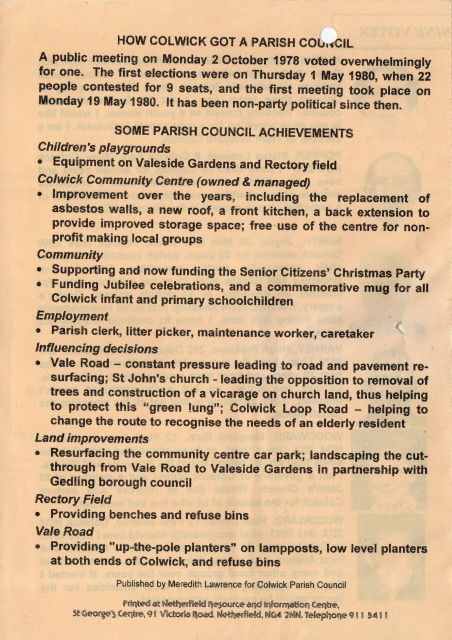 Colwick Parish Council Elections 2003