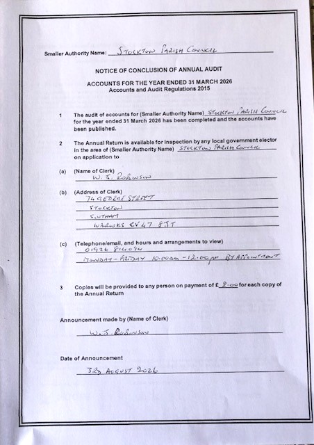 Stockton Parish Council AGAR 2025/26