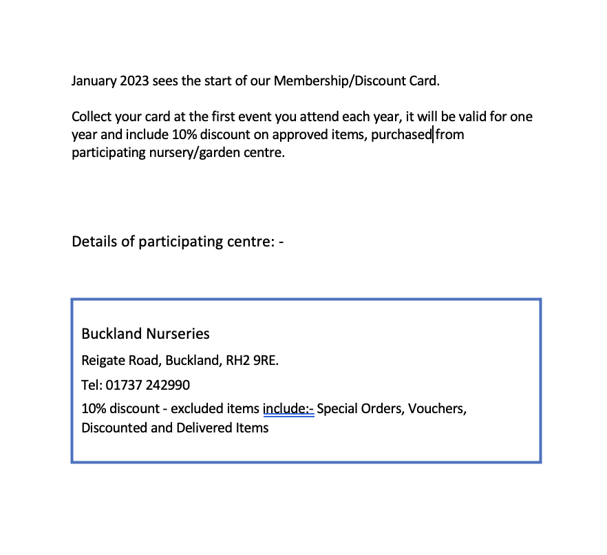 The Garden Shed Membership- Discount Card