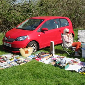 Linda ready for the first customer of the day.