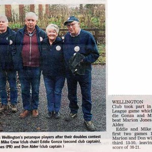 Wellington Petanque Club Press cuttings archive