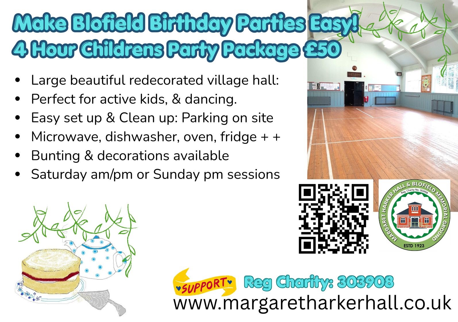 Margaret Harker Hall & Blofield Memorial Ground Childrens Party Package