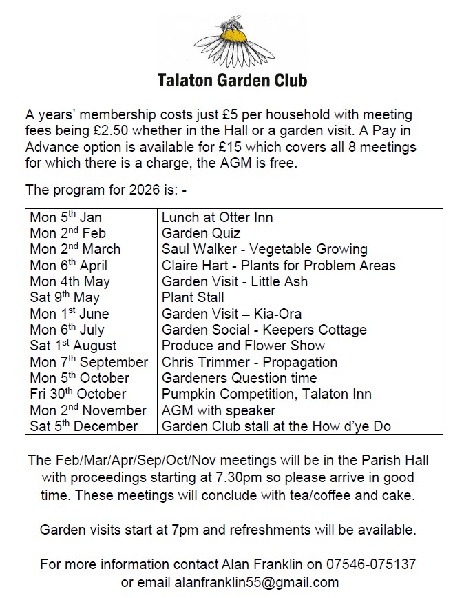 Talaton Parish Hall Talaton Garden Club