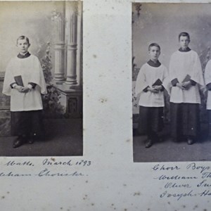 Left - Harry Watts March 1893. Right - Choir boys, William Thrower, Oliver Snelling, Joseph Haynes.