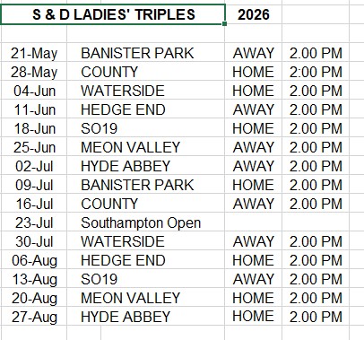 Folland Bowls Club League Fixtures
