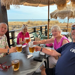 drinks by the beachside boardwalk