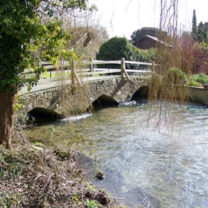 Packhorse bridge at Coombe Bissett, Wiltshire across the River Ebble