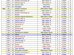 Cricklade Bowls Club Fixtures card for 2026 season