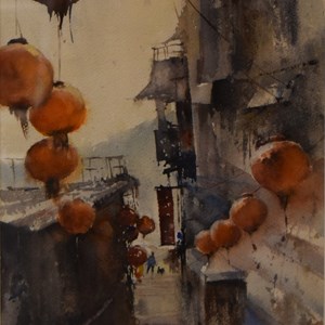 The Ambience of Juifren After Wei, watercolour by Ray Blundell
