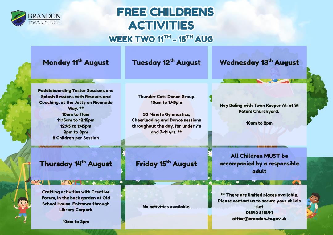 Monday 11th August to Friday 15th August