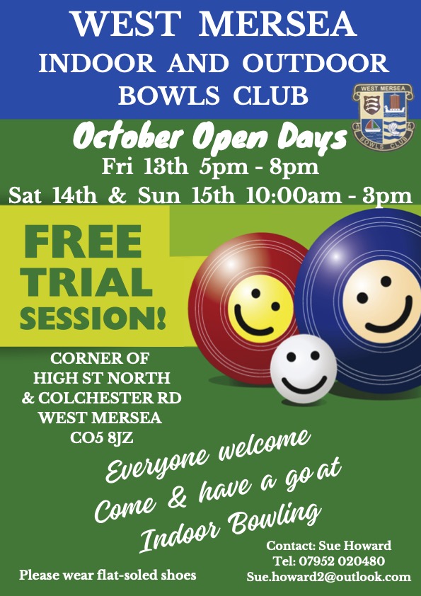West Mersea Bowls Club Open Days: 13 to 15 October 2023