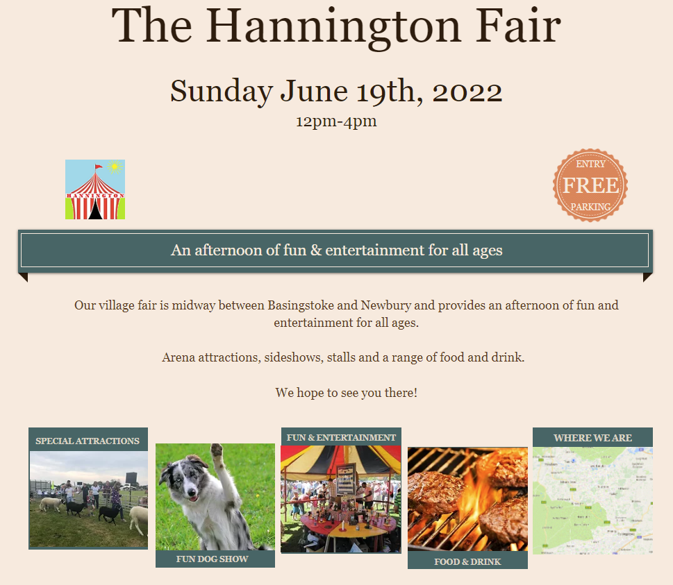 Click on the picture to get to the Hannington Fair website