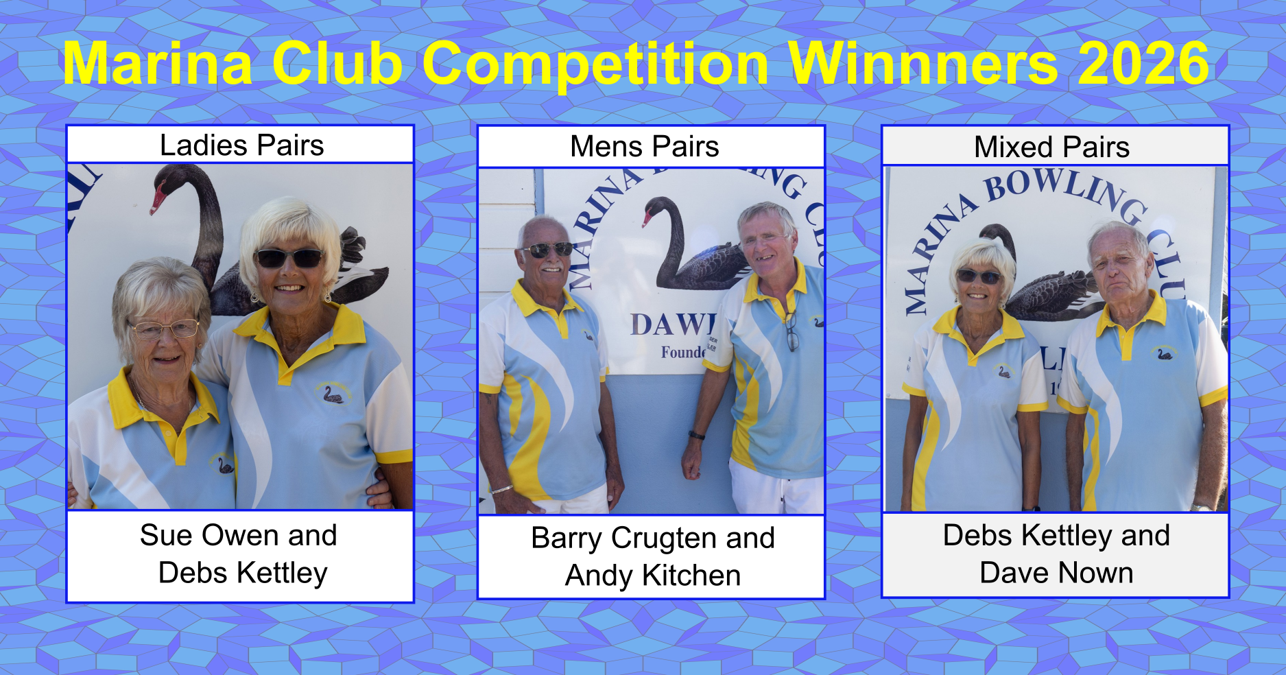 Marina Bowling Club Dawlish Competition Winners 2026