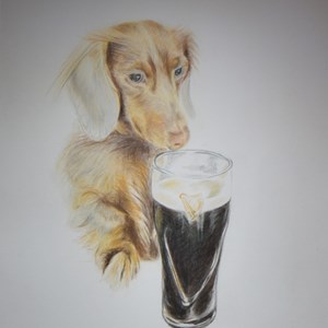 'I'm Only Here for the Beer' Coloured Pencil by Christine Carter