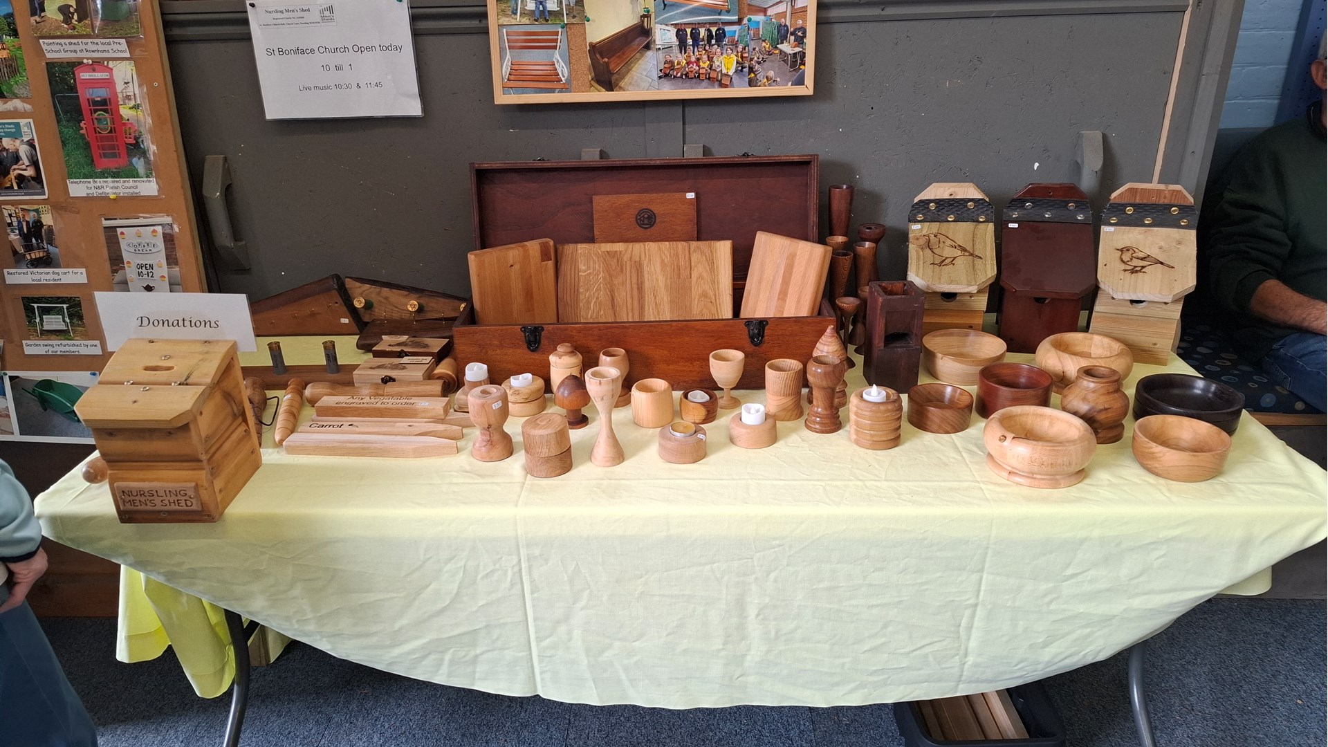 wood turned pieces and bird boxes
