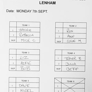Boughton-Under-Blean Bowls Club Team selections