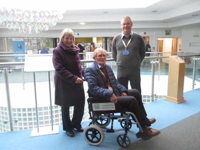 Terri Willcocks, Chair of Trustees (FNC), with trustee Giles Chapman and a representative from the management team at Aldershot Centre for Health.