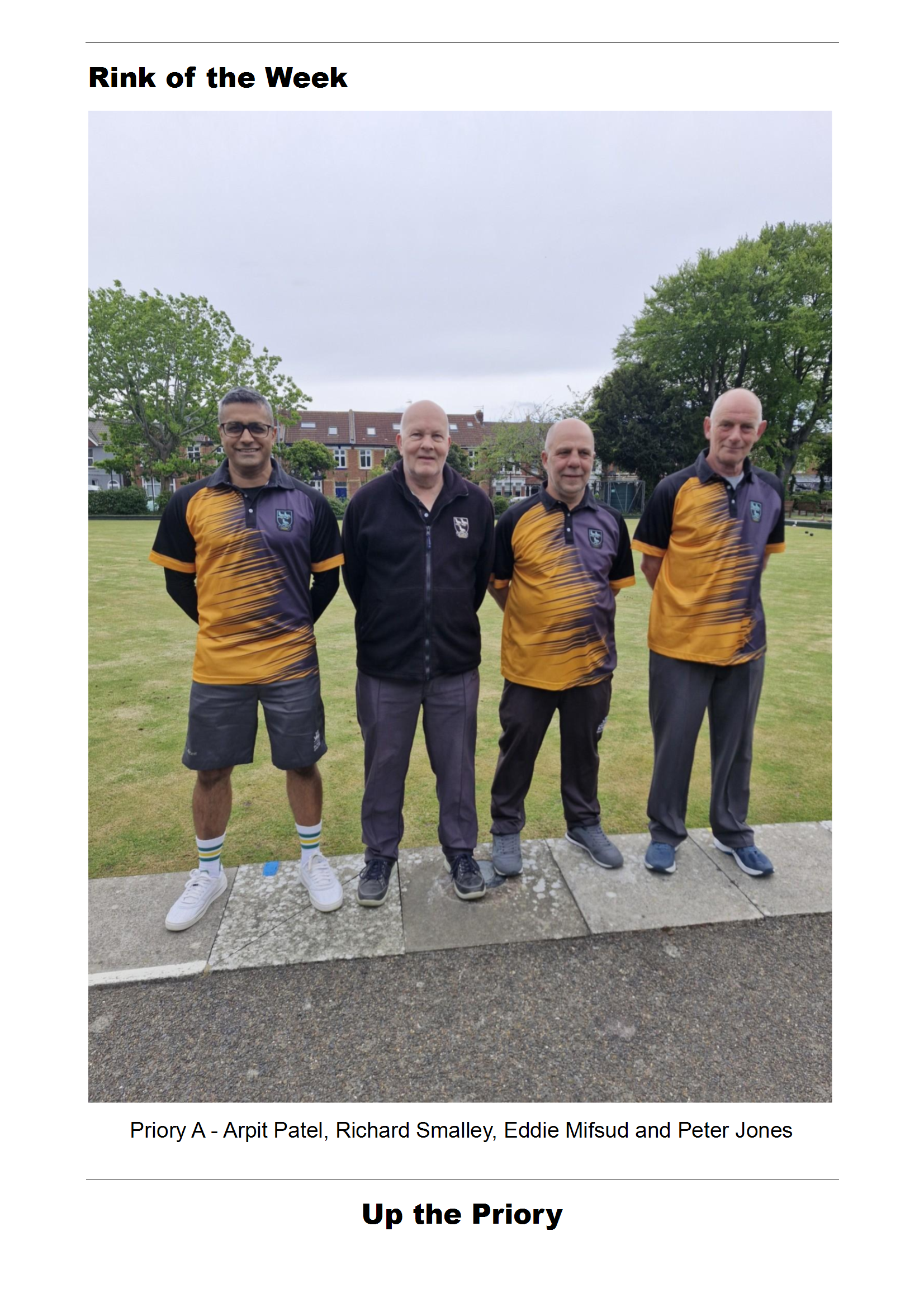 Priory Bowls Club May 4th - May 10th