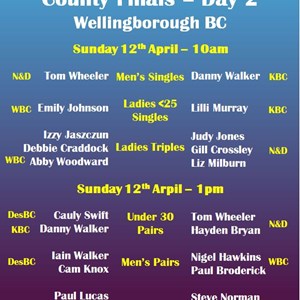 Northamptonshire Indoor Bowling Association County Competitions Finals Weekend