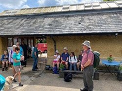 Having had a reviving coffee at the CP café, walkers gathered for the start of the day’s walking. ©RW