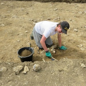 One of our younger volunteers and one of the keenest – John in trench 1 – he has been on site for 3 days so far