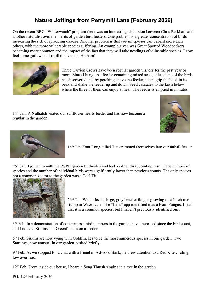 Sambourne Parish Council Wildlife sightings in Sambourne Parish