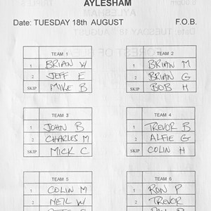 Boughton-Under-Blean Bowls Club Team selections