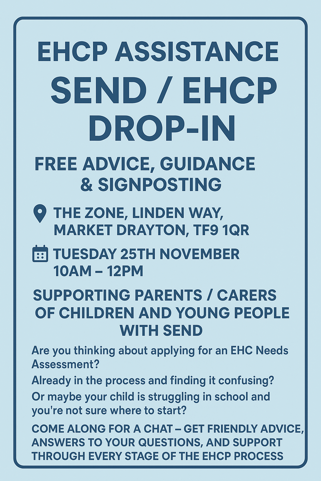 Childs Ercall Community Website EHCP Assistance / Drop-In Centre