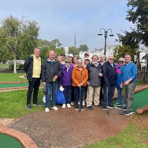 16 crazy golfers at crazy golf in Abbey Park