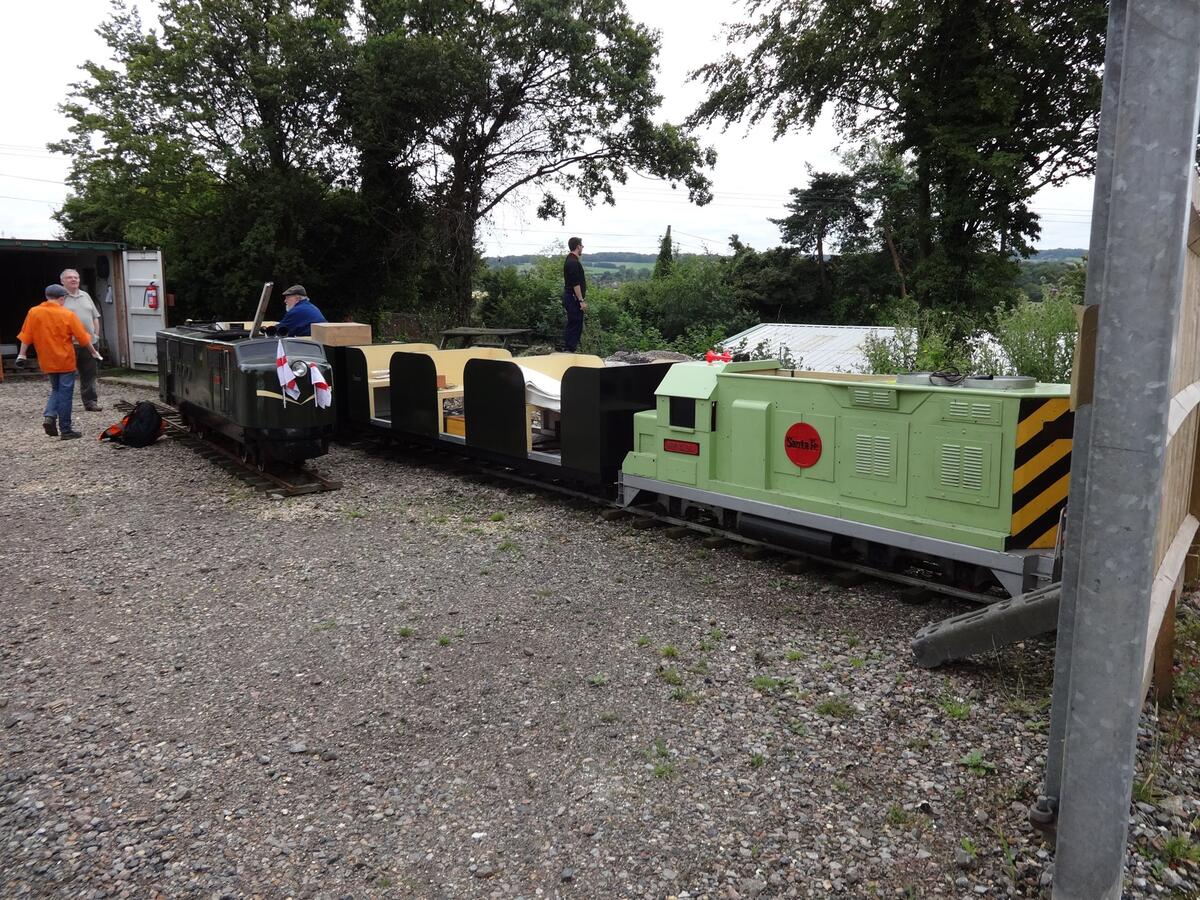 All the stock out ready on temporary track panels for transferring.