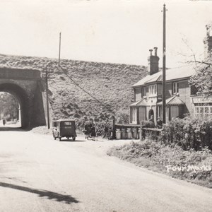 Lymington Bottom Road, looking towards Campbells Corner, C. J. Read Butchers on the right c1940