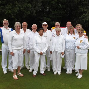 Atherley BC, Southampton - Hampshire Mixed Top Club Runners-up 2014 - Left to Right; Roy Bray, Lyn Elder, Terry Chivers, Vic Druce, Pam Harrison, Alan Wilson, Gerry Potts, Jo Shaw, Chris Dowding, Jackie Stride, Ann Ashcroft, Trish Leach