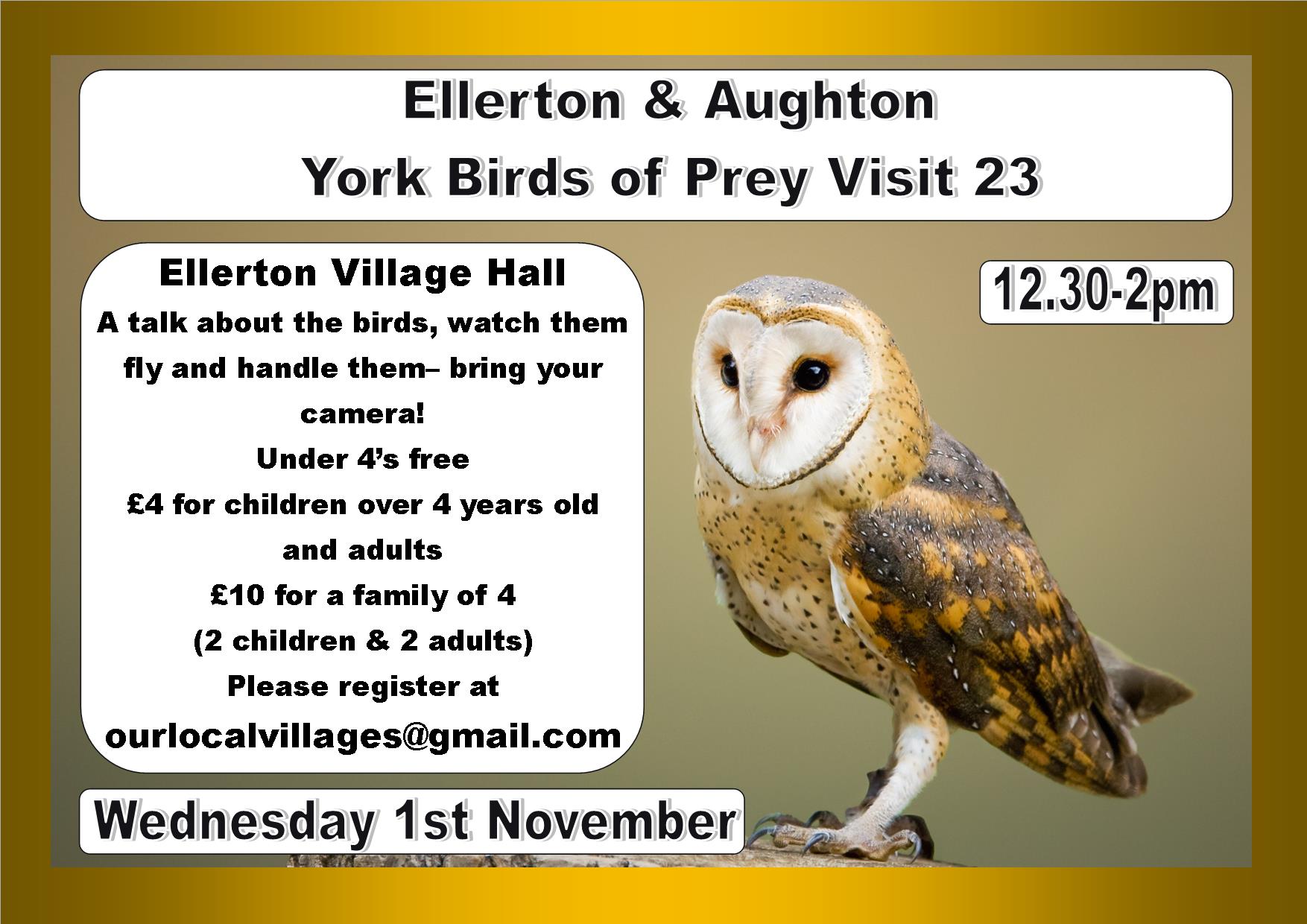 Ellerton & Aughton Community Village Hall 2023 Birds of Prey