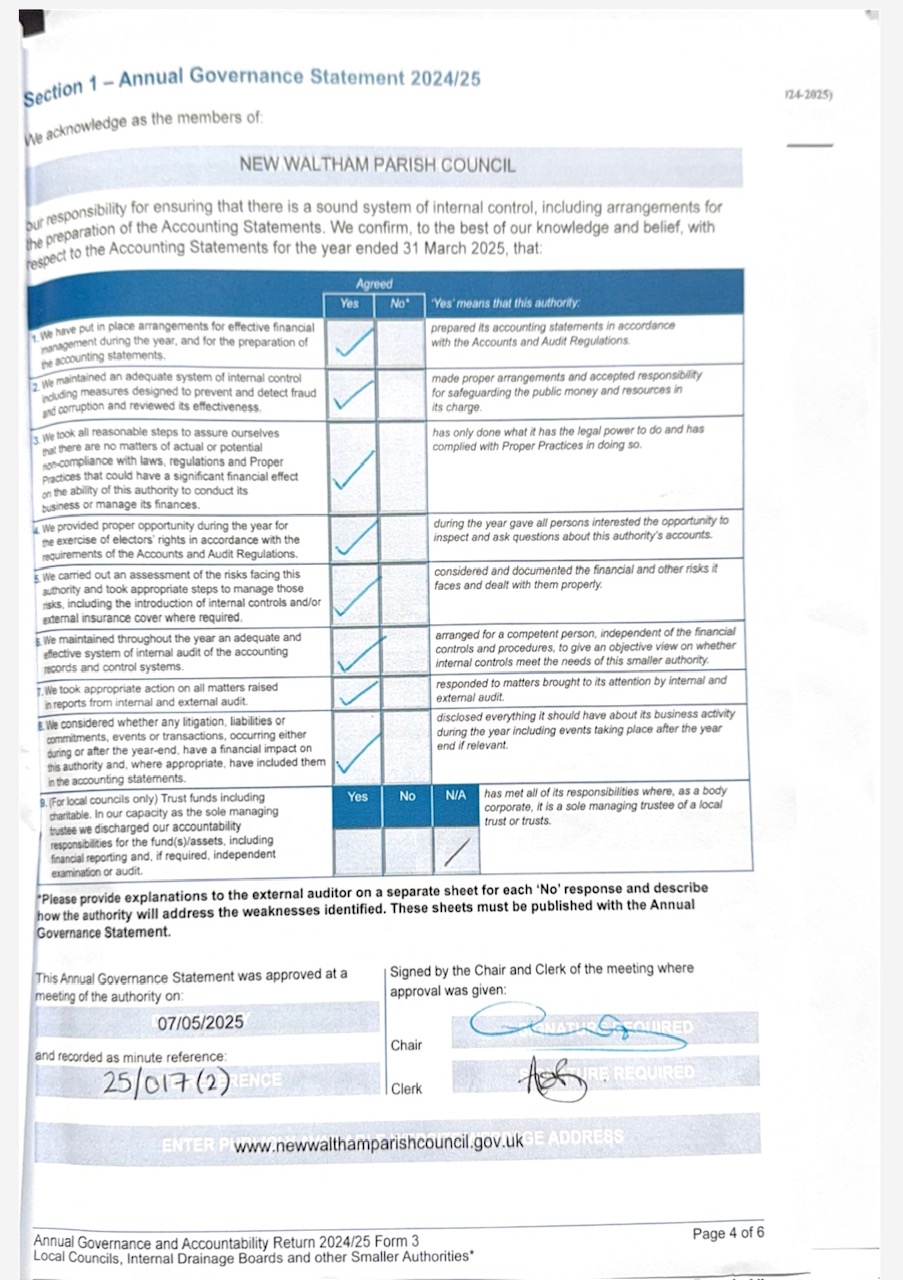NWPC Section 1: Annual Gov Statement 2024/5