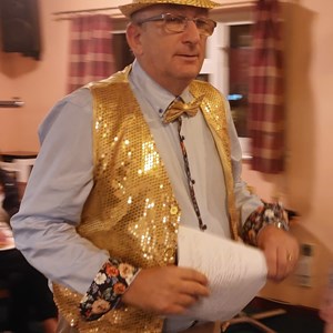 Barry Wright ready to give his absolutely hilarious performance as Master of Ceremonies