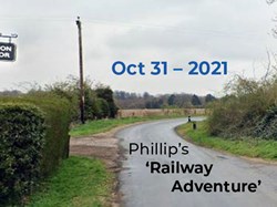 Phillip’s ‘Railway Adventure’. – Quite early in the walk we saw where the old railway had crossed the road; close by the worker cottages and stationmaster’s house. ©EH