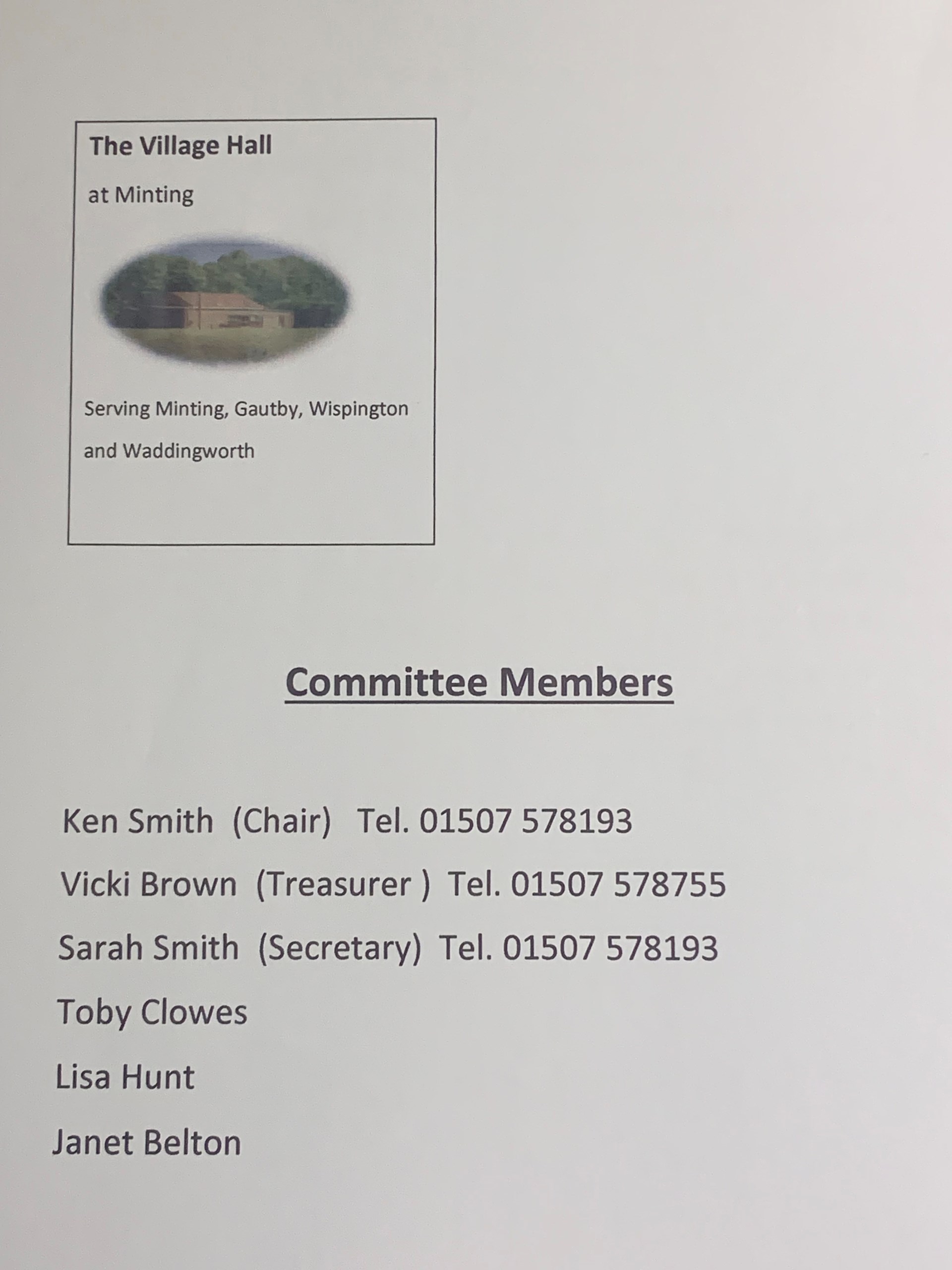 The Village Hall at Minting Committee Members