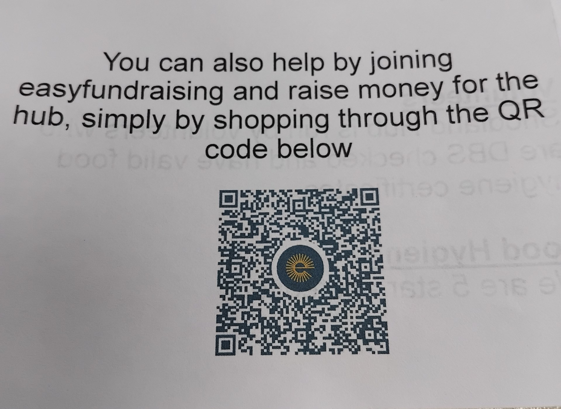Scan this QR code to raise money for the hub