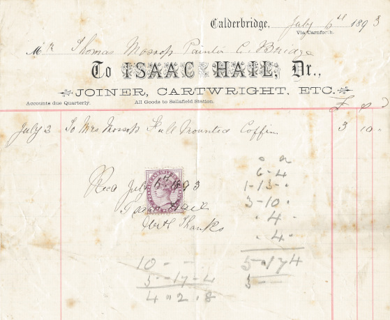 1893 – Isacc Hail joinery shop, next to the Stanley Arms shown below.