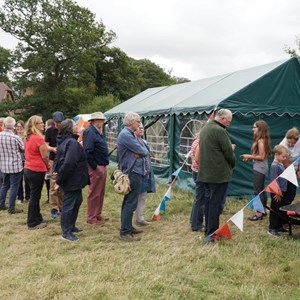 Queuing to look in the “Finds” tent – artefacts and pictures were on display