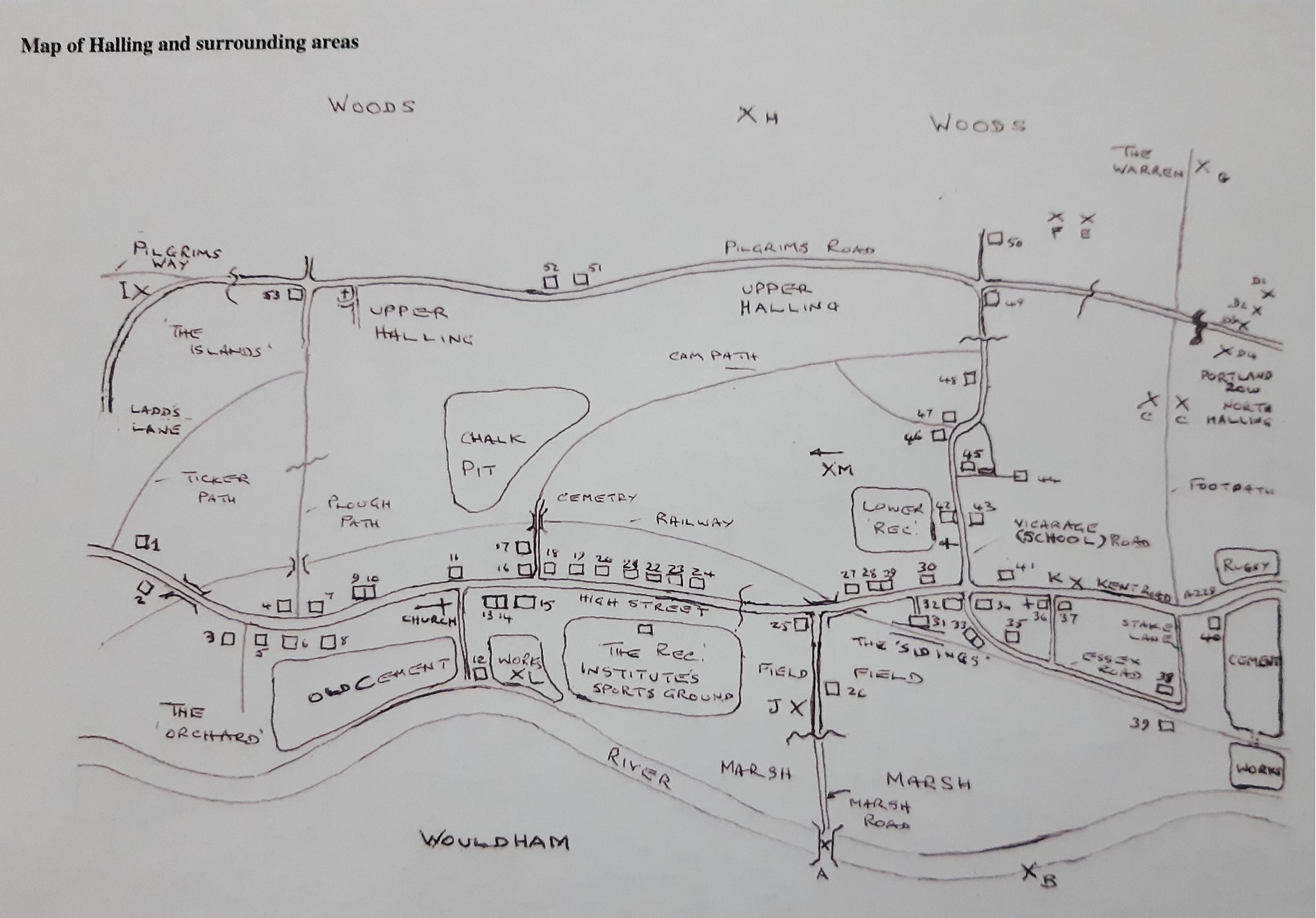 Ron Underdown's map of 1940's Halling